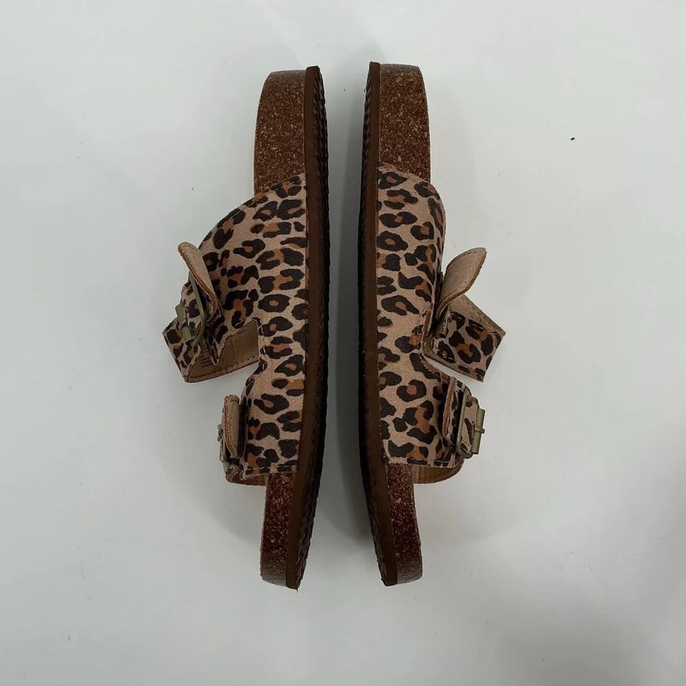 Leopard Print Double Buckle Slide Academy Sandals - Women's